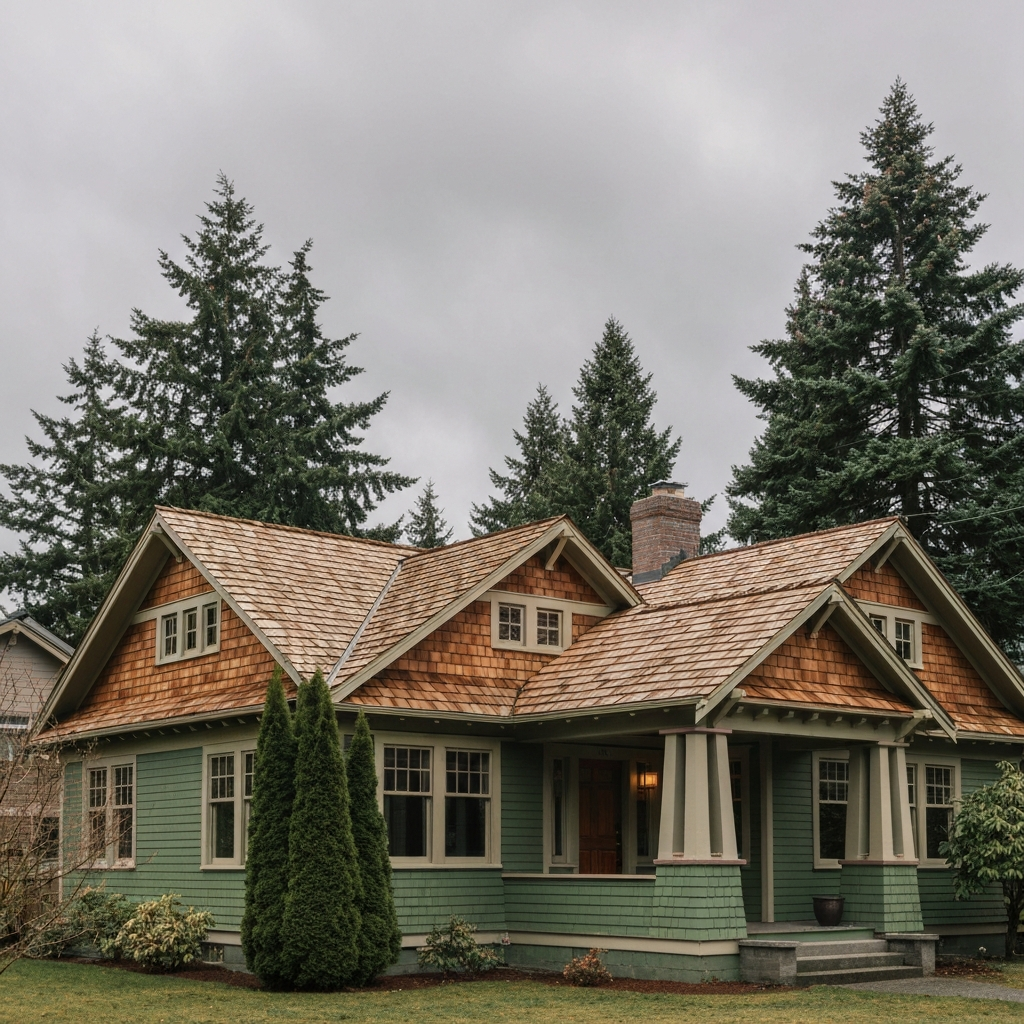 Cedar shake roof on home